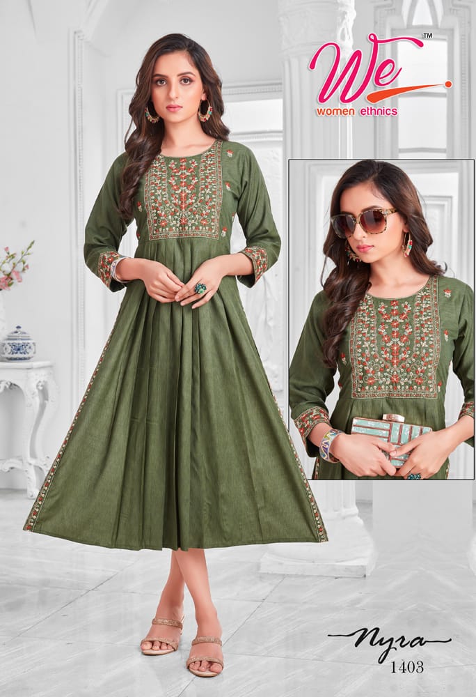 Nyra By We 1401 To 1408 Long Designer Kurtis Catalog
